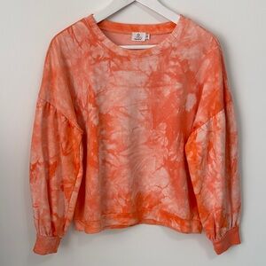 Boutique Vibrant Orange Tie-Dye Crew Sweatshirt Small